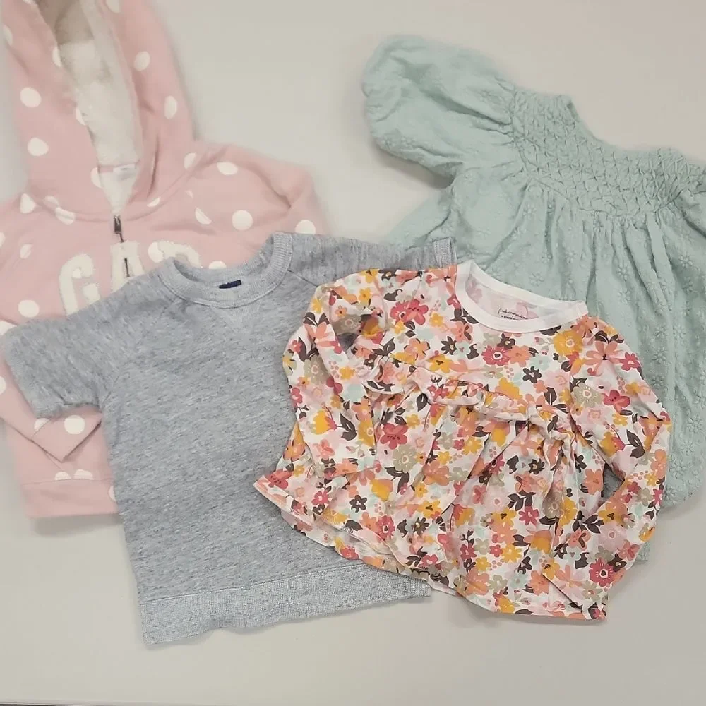 GAP Kids 2T-3T 4-Piece Floral Gray Pink Top Bundle